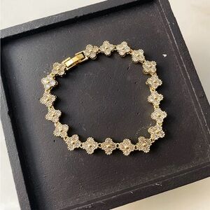 Gold Plated Clover CZ Bracelet
